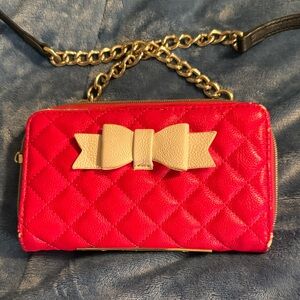 Betsey Johnson hot pink Quilted Bag with Bow Accent
